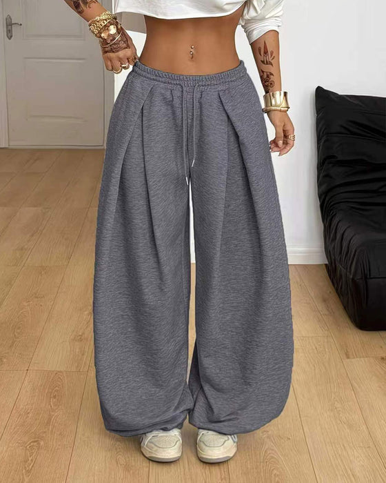 Sweatpants Y2K Ensfarvet Snøre