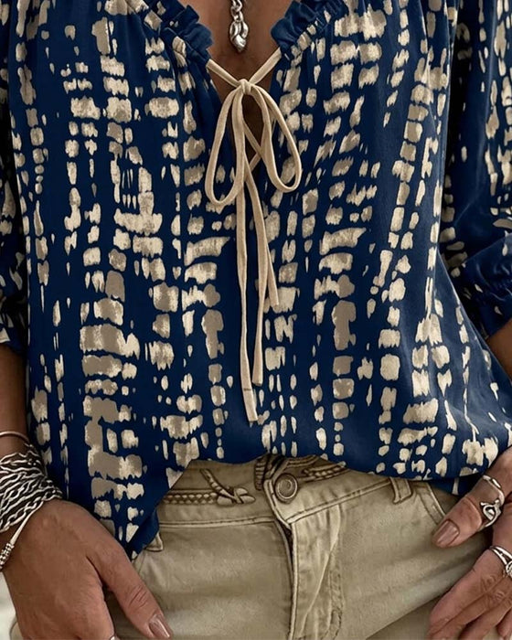 Bluse Bohemian Ruffle Bindebånd