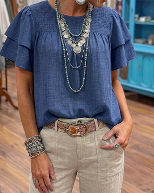 Bluse Ensfarvet Mode Casual