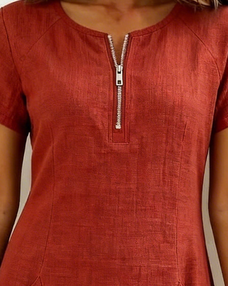 Kjole Lynlås Lomme Bomuld Hør