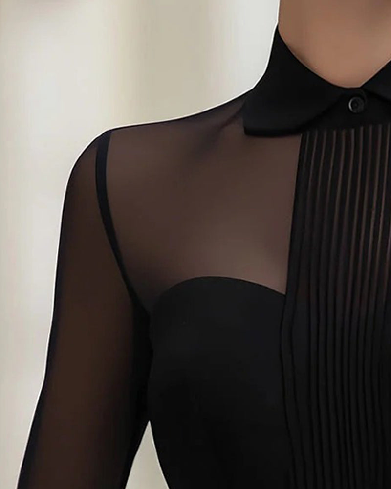 Bluse Elegant Mesh Langærmet