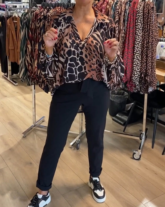 Løs top med leopardprint