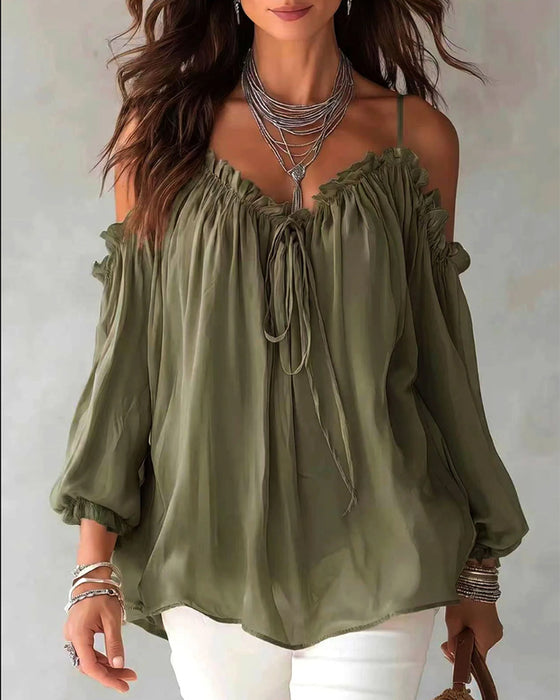 Bluse Ruffle Stroppet Off-Skulder