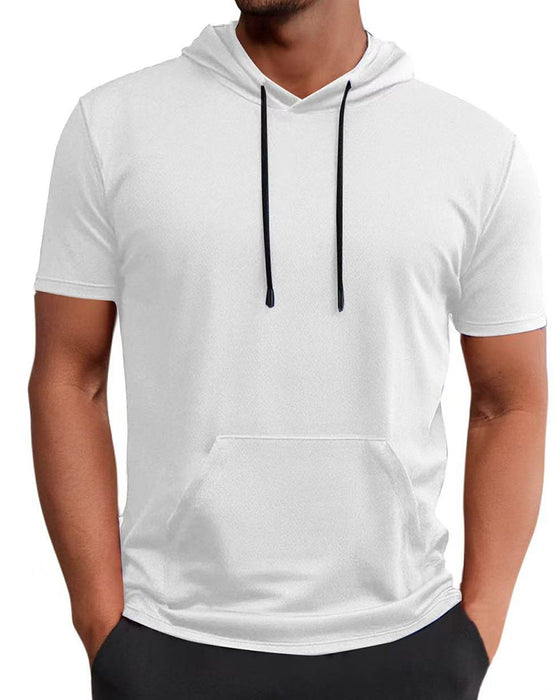 T-Shirt Hætte Hurtig Tør Kort Ærme