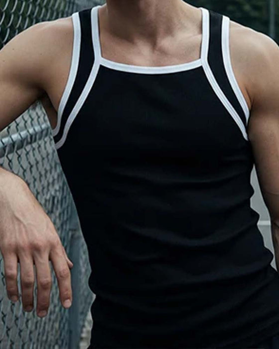 Herre Tank Top Ærmeløs Kontrasterende Farve