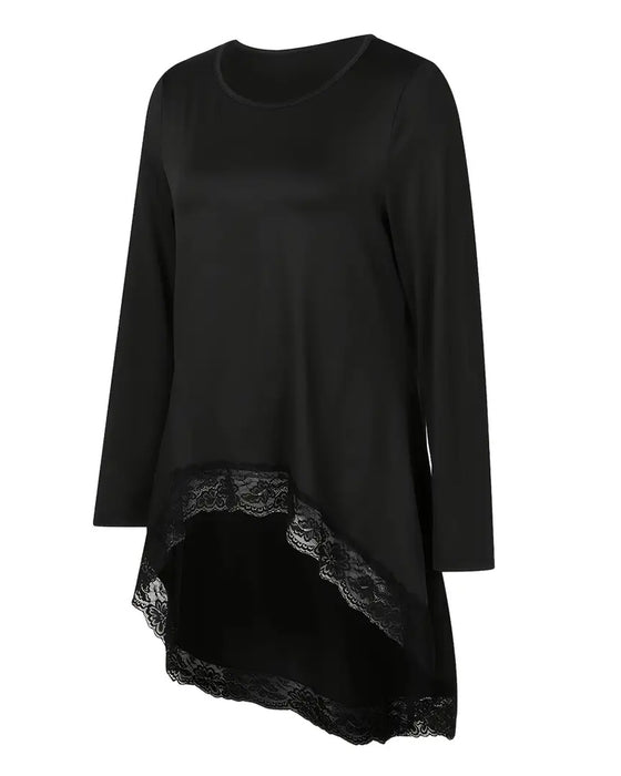 Uregelmæssig Langærmet Top Med Mesh-Patchwork