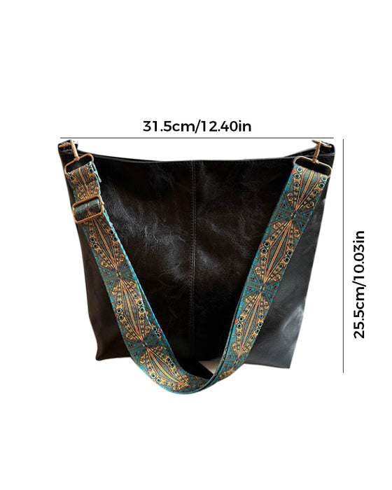 Vintage bucket bag med stor kapacitet og skulderstrop