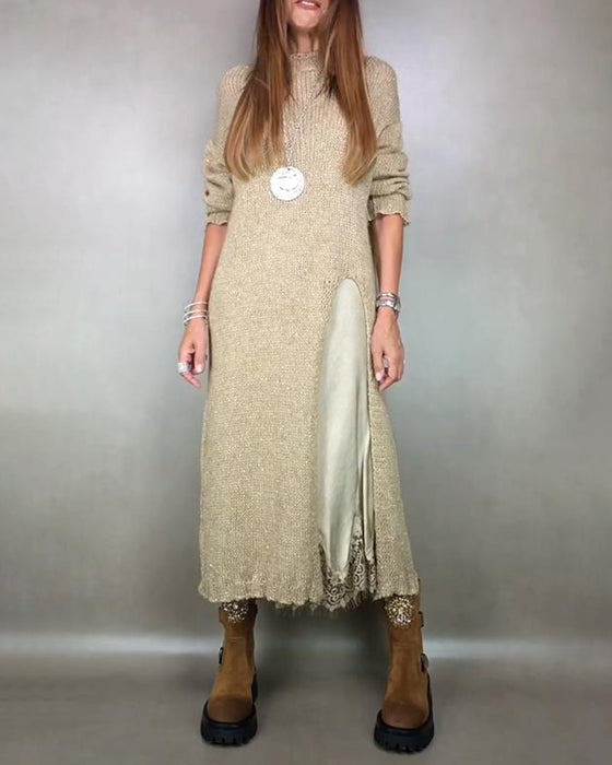 To - Delers Sæt Med Strikket Kjole Og Spids Cami - Kjole