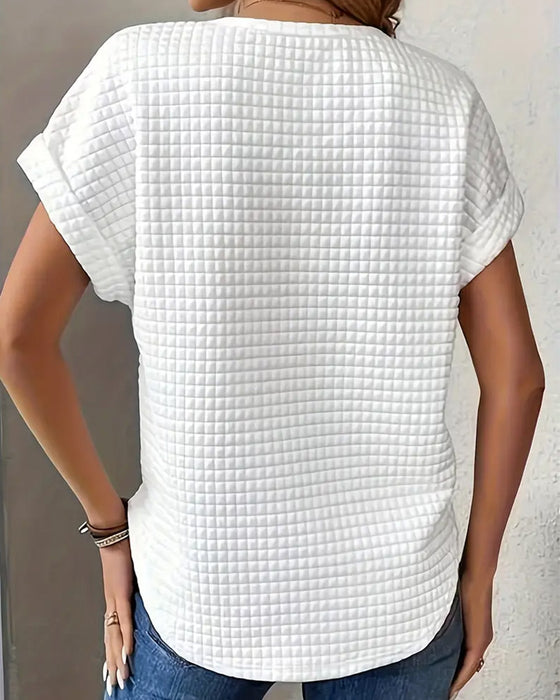 T-Shirt Rund Hals Ensfarvet Flagermusærmer