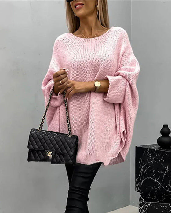 Elegant strikket cape sweater (Dame)