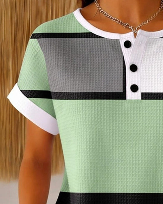 Top Henley Vaffel Geometrisk