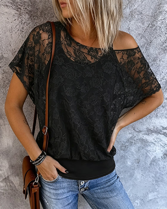 T-Shirt Off-Shoulder Kniplinger Patchwork Seler