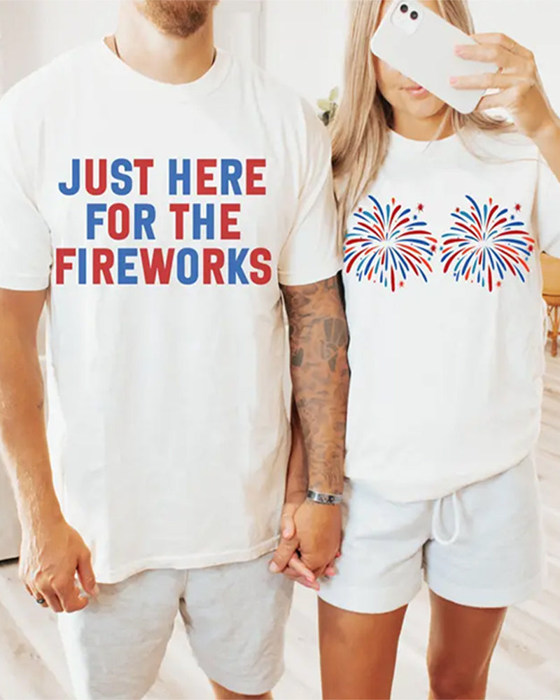 Trykt Casual T-Shirt Med Rund Hals