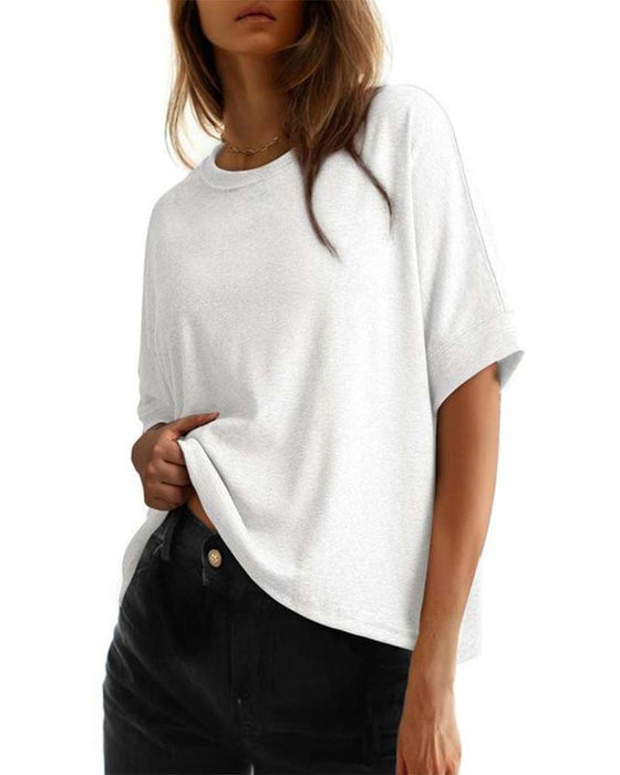 T-Shirt Rund Hals Løs Kort Ærme
