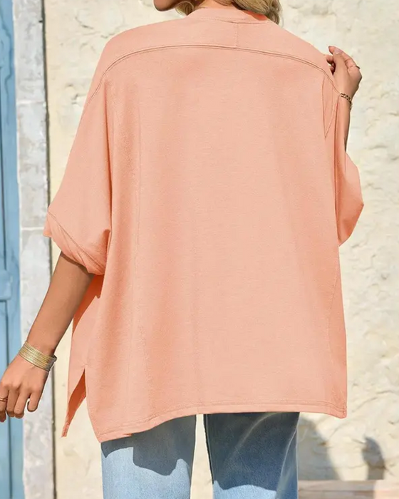 T-Shirt Loose Fit Hverdag Flagermusærme