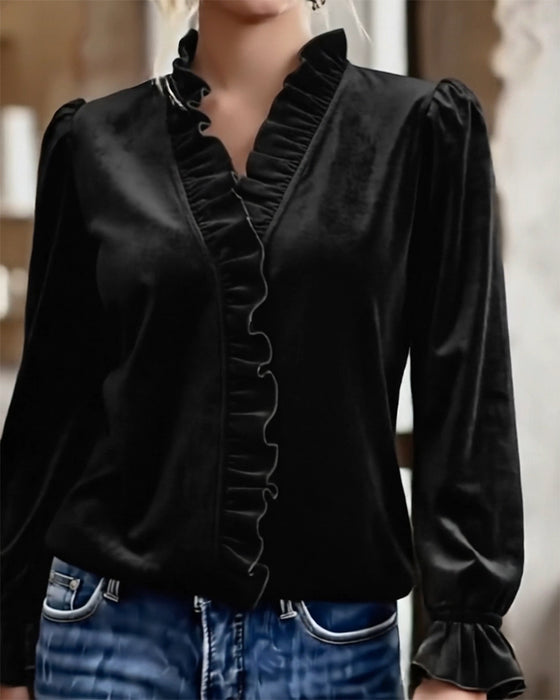 Top Rynket Fløjl Elegant