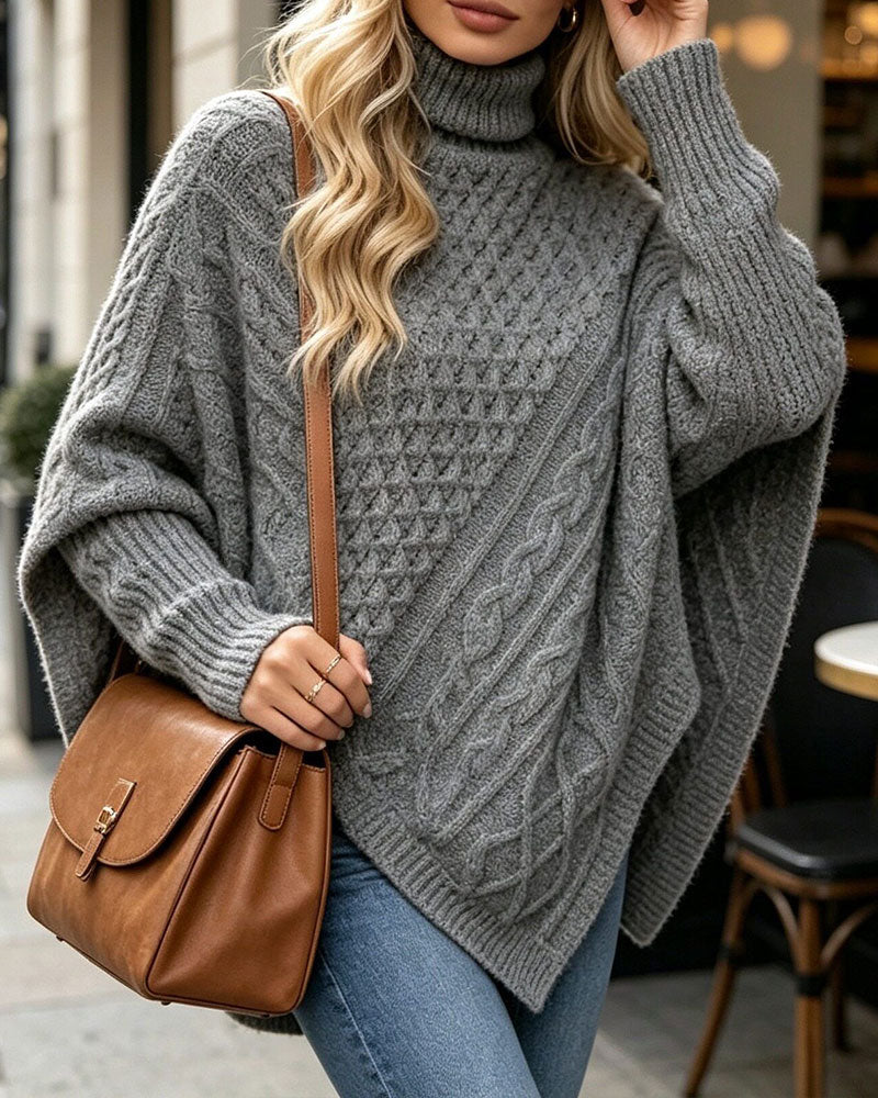 Sweater Uregelmæssig Ensfarvet Pullover
