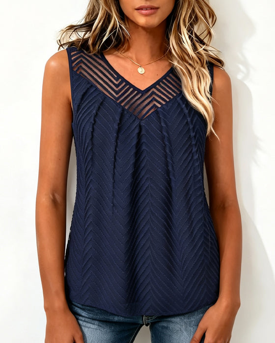 Top V-hals Gennemsigtig Mesh