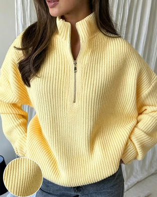 Pullover Halv Lynlås Stående Krave Stilfuld