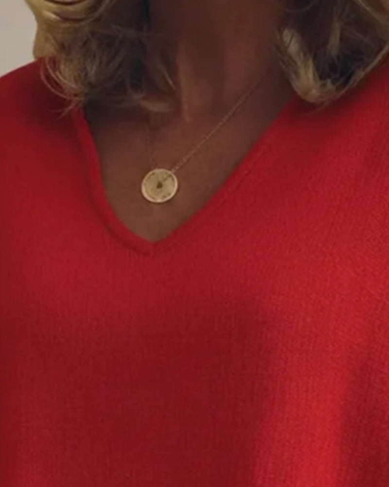 Løs Pullover Med V-Hals