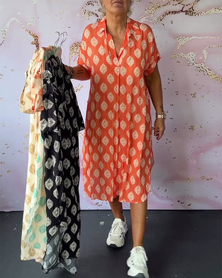 Løs duster-kjole med print