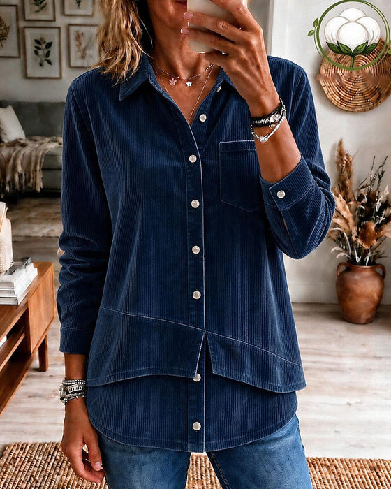 Bluse Fløjl Asymmetrisk Kant