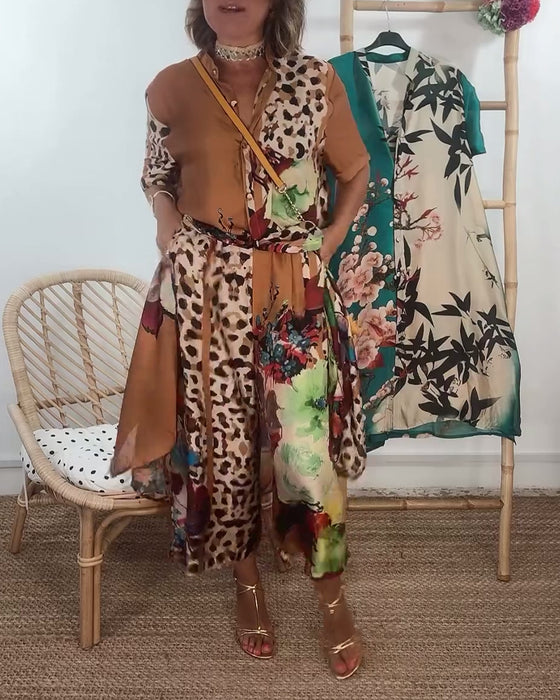 Todelt sæt med retromode print