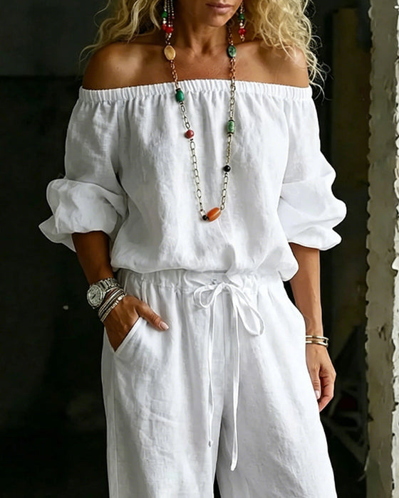 Jumpsuit Off-Shoulder Bind I Taljen Indsnævret Talje