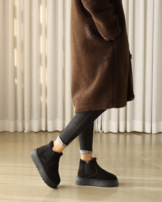 Ensfarvede snestøvler med tyk sål