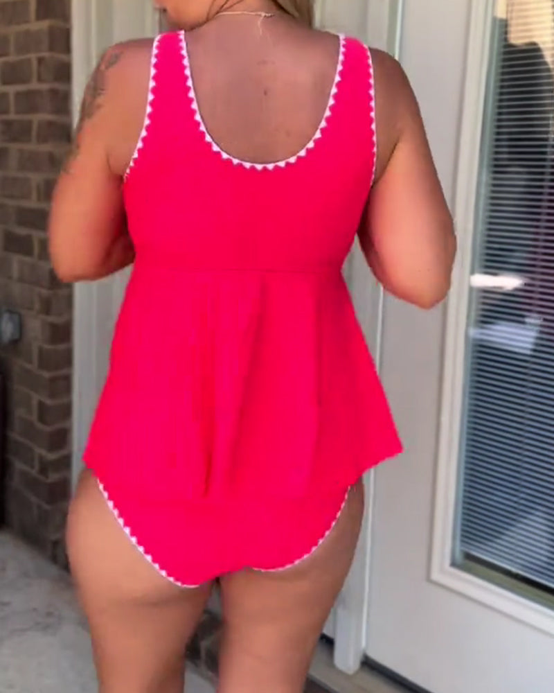 Tankini Stilfuld Kontrast Trekant