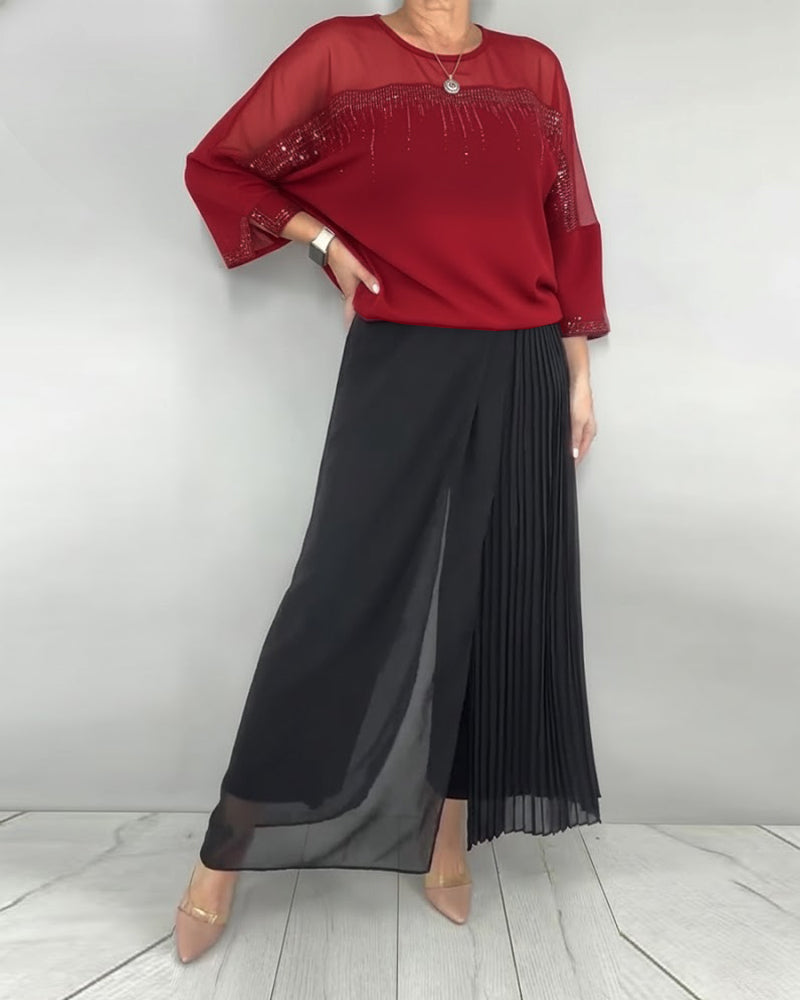 Bluse Mesh Splejset Løs