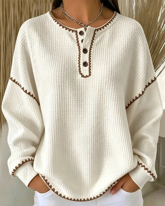 Sweatshirt Rundhalset Knap Casual