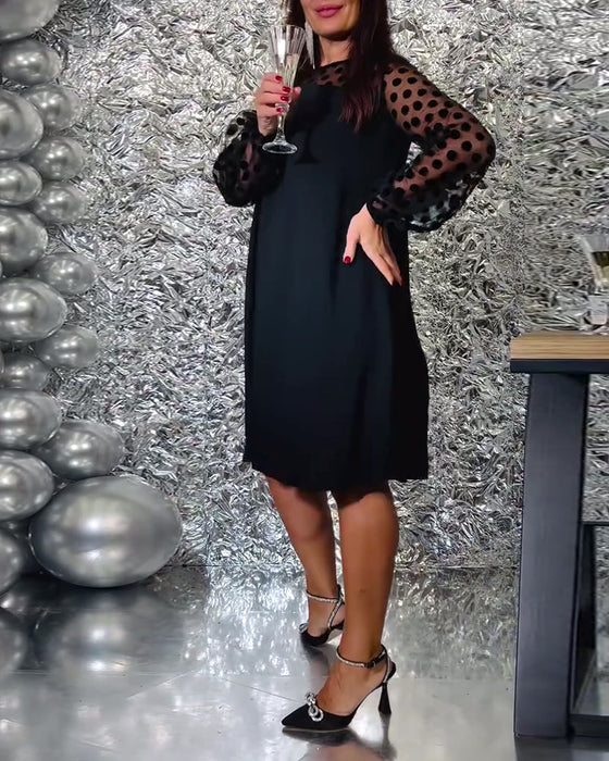 A-Linje Kjole Mesh Polka Dot