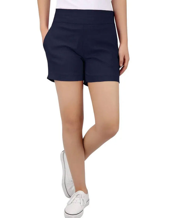 Ensfarvede Shorts Mellem Talje