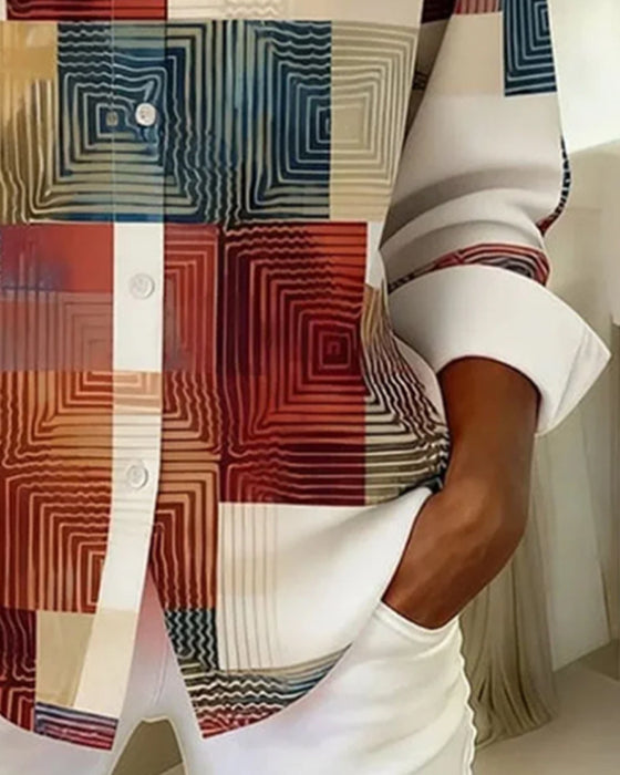 Skjorte Med Reverskrave, Ternet Mønster Og Knapper