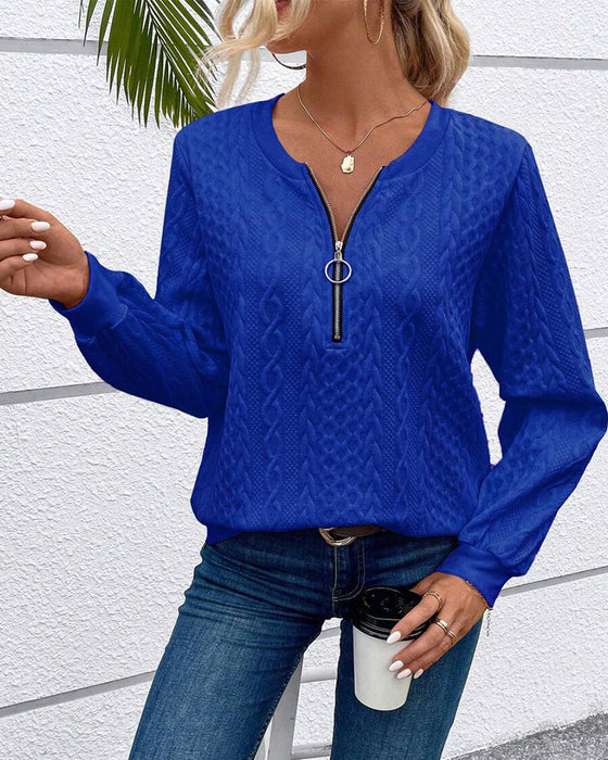 Langærmet lyserød sweatshirt med lynlås