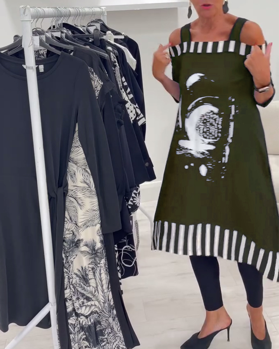 Kjole Off-Shoulder Uregelmæssig Løs Print