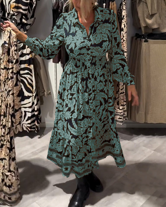 Modekjole Med Reverskrave Og Print