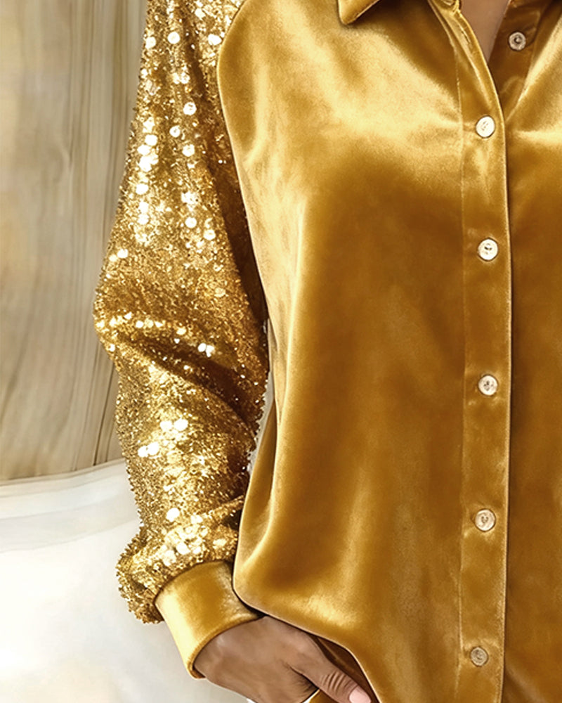 Langærmet Skjorte Med Paljetter På Kraven