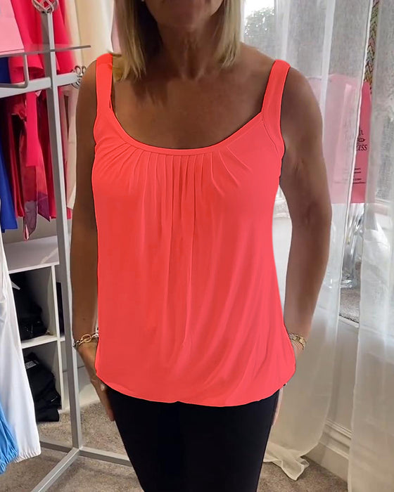 Plisseret hvid camisole top