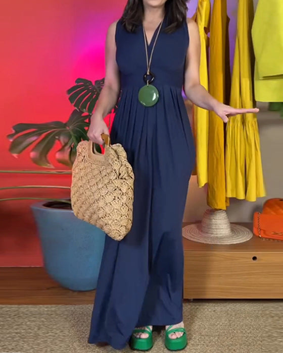 Elegant slank lang kjole uden ærmer