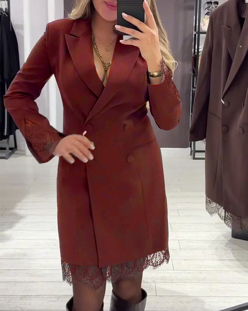 Kjole Med V-Hals Og Indslag Til Arbejde