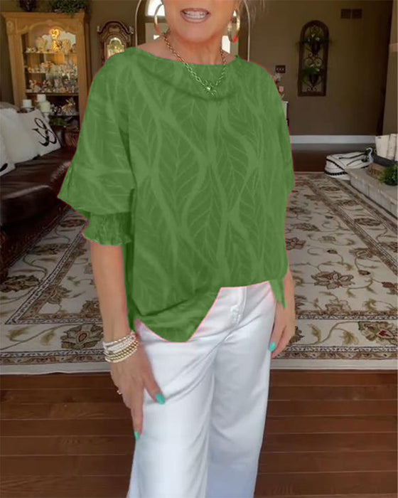 Bluse Rund Hals Løs Print