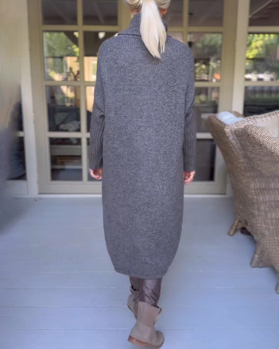 Lang pullover med høj hals