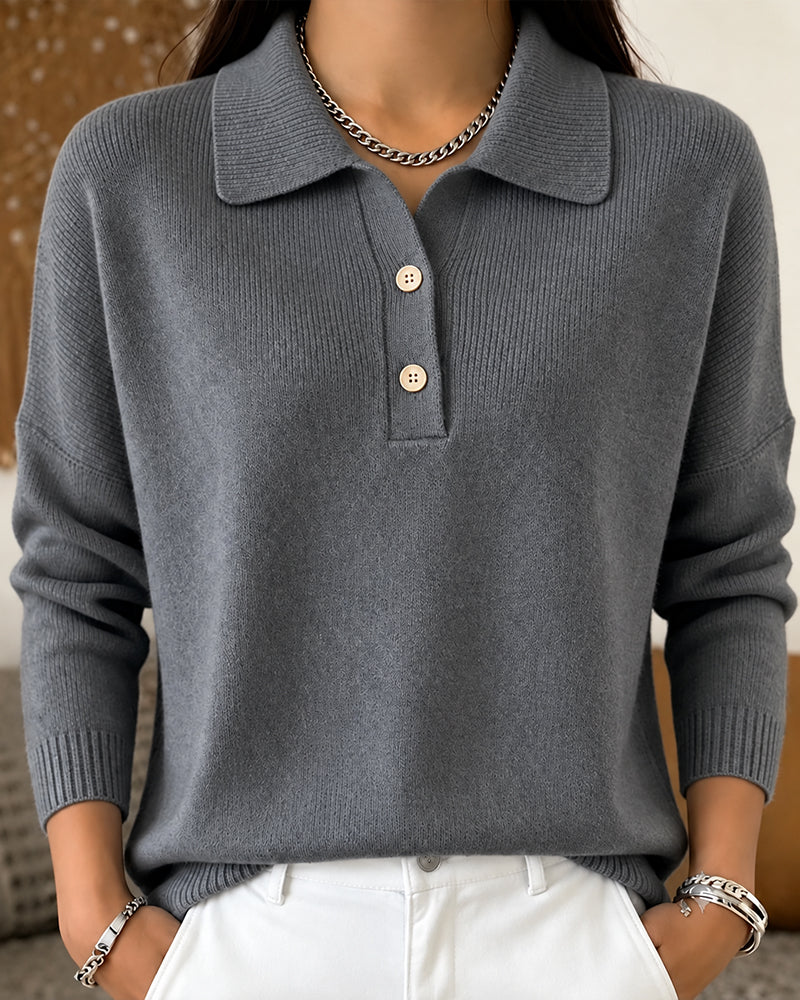 Pullover Halvknap Knap Casual