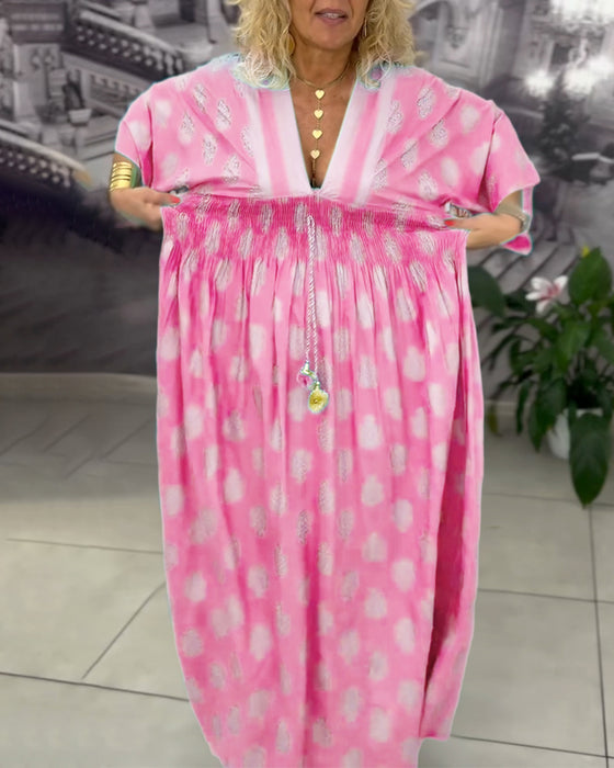 Kjole Løs Ferietryk Talje Maxi