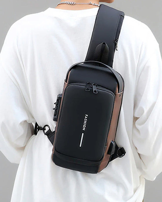 Tyverisikret brysttaske med kodelås