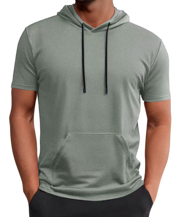 T-Shirt Hætte Hurtig Tør Kort Ærme