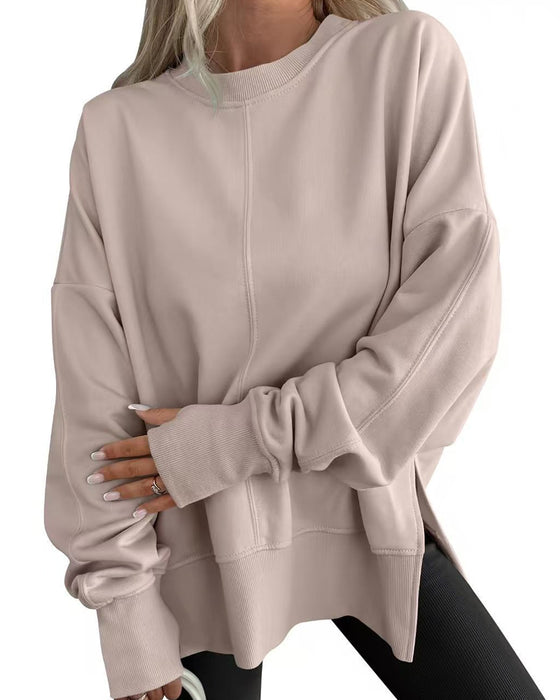 Sweatshirt Side Slids Rund Hals Løs