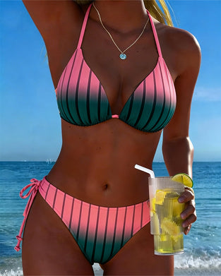Bikini Gradient Stribet Halterneck